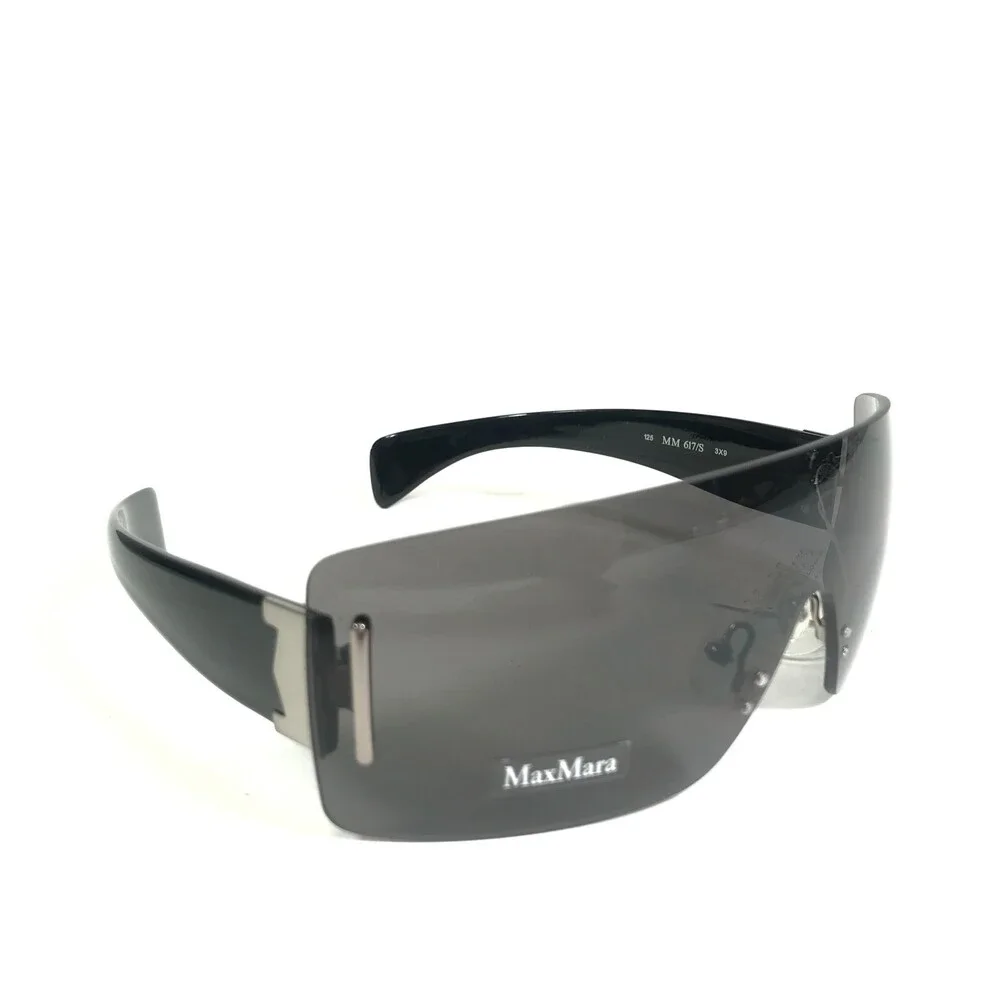 Max Mara Sunglasses MM 617/S 3X9 Black Wrap Frames with Black Shield Lens